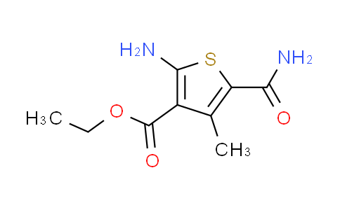 CAS No. 43028-63-3, ethyl 2-amino-5-(aminocarbonyl)-4-methylthiophene-3-carboxylate