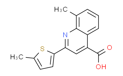 CAS No. 667412-63-7, 8-methyl-2-(5-methyl-2-thienyl)quinoline-4-carboxylic acid