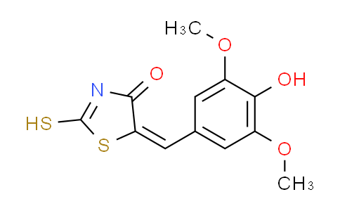 CAS No. 99988-74-6, (5E)-5-(4-hydroxy-3,5-dimethoxybenzylidene)-2-mercapto-1,3-thiazol-4(5H)-one