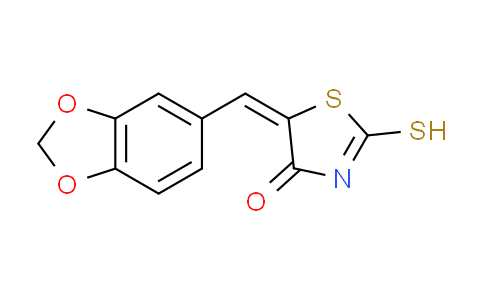 CAS No. 28824-66-0, (5E)-5-(1,3-benzodioxol-5-ylmethylene)-2-mercapto-1,3-thiazol-4(5H)-one