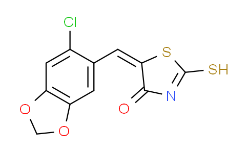 CAS No. 292172-54-4, (5E)-5-[(6-chloro-1,3-benzodioxol-5-yl)methylene]-2-mercapto-1,3-thiazol-4(5H)-one