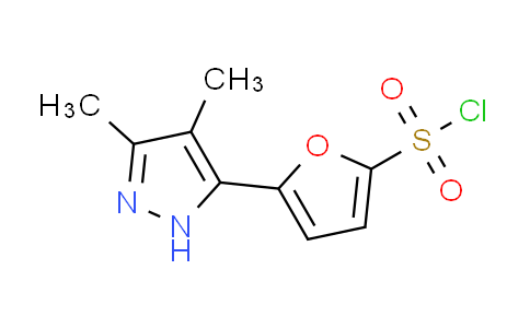 CAS No. 1309671-79-1, 5-(3,4-dimethyl-1H-pyrazol-5-yl)-2-furansulfonyl chloride