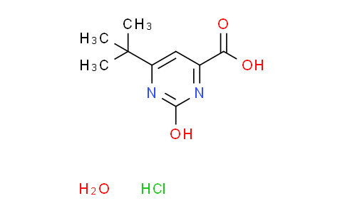 CAS No. 1000353-37-6, 6-tert-butyl-2-hydroxy-4-pyrimidinecarboxylic acid hydrochloride hydrate