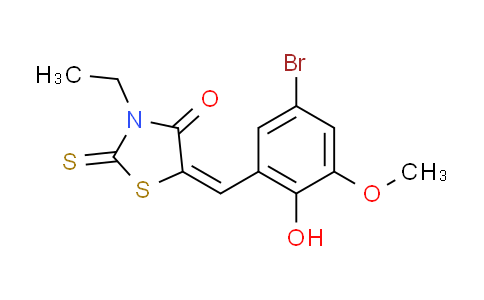 CAS No. 359899-47-1, (5E)-5-(5-bromo-2-hydroxy-3-methoxybenzylidene)-3-ethyl-2-thioxo-1,3-thiazolidin-4-one