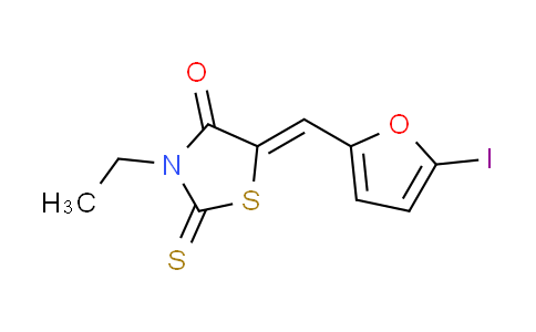 CAS No. 330855-07-7, (5Z)-3-ethyl-5-[(5-iodo-2-furyl)methylene]-2-thioxo-1,3-thiazolidin-4-one