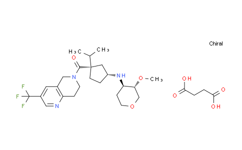 CAS No. 624733-89-7, ((1S,3R)-1-Isopropyl-3-(((3S,4R)-3-methoxytetrahydro-2H-pyran-4-yl)amino)cyclopentyl)(3-(trifluoromethyl)-7,8-dihydro-1,6-naphthyridin-6(5H)-yl)methanone succinate