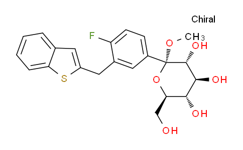 CAS No. 1034305-23-1, (2S,3R,4S,5S,6R)-2-(3-(Benzo[b]thiophen-2-ylmethyl)-4-fluorophenyl)-6-(hydroxymethyl)-2-methoxytetrahydro-2H-pyran-3,4,5-triol