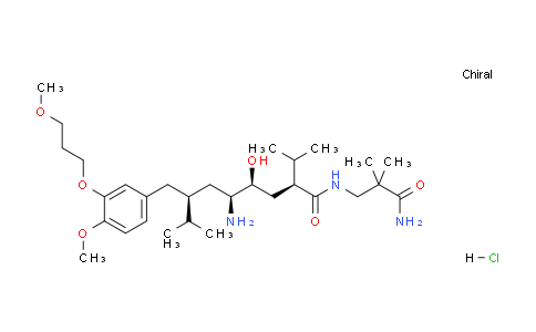CAS No. 173399-03-6, (2S,4S,5S,7S)-5-Amino-N-(3-amino-2,2-dimethyl-3-oxopropyl)-4-hydroxy-2-isopropyl-7-(4-methoxy-3-(3-methoxypropoxy)benzyl)-8-methylnonanamide hydrochloride