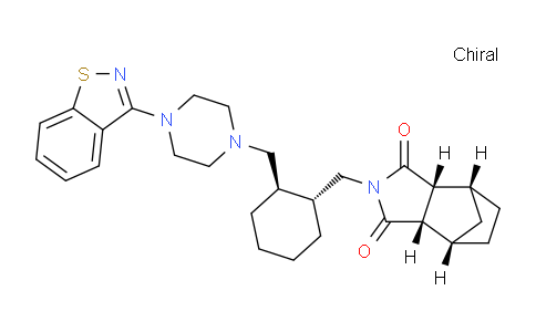 CAS No. 1318074-25-7, (3AR,4R,7S,7aS)-2-(((1R,2R)-2-((4-(benzo[d]isothiazol-3-yl)piperazin-1-yl)methyl)cyclohexyl)methyl)hexahydro-1H-4,7-methanoisoindole-1,3(2H)-dione