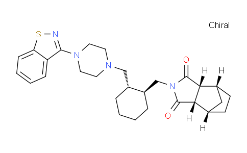 CAS No. 1318074-27-9, (3AR,4R,7S,7aS)-2-(((1S,2S)-2-((4-(benzo[d]isothiazol-3-yl)piperazin-1-yl)methyl)cyclohexyl)methyl)hexahydro-1H-4,7-methanoisoindole-1,3(2H)-dione