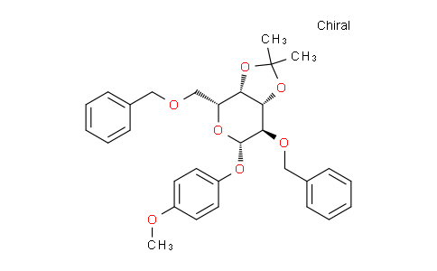 CAS No. 159922-68-6, (3AS,4R,6S,7R,7aS)-7-(benzyloxy)-4-((benzyloxy)methyl)-6-(4-methoxyphenoxy)-2,2-dimethyltetrahydro-3aH-[1,3]dioxolo[4,5-c]pyran