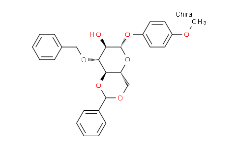 CAS No. 303127-81-3, (4aR,6S,7R,8R,8aR)-8-(benzyloxy)-6-(4-methoxyphenoxy)-2-phenylhexahydropyrano[3,2-d][1,3]dioxin-7-ol