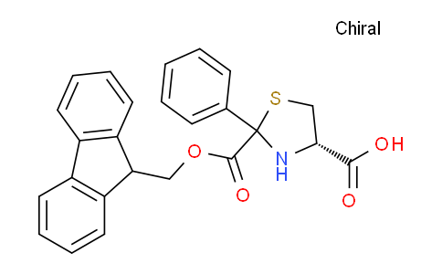 CAS No. 1217510-53-6, (4S)-2-(((9H-Fluoren-9-yl)methoxy)carbonyl)-2-phenylthiazolidine-4-carboxylic acid