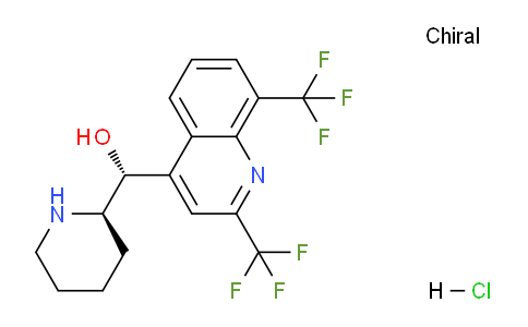 CAS No. 58560-52-4, (R)-(2,8-Bis(trifluoromethyl)quinolin-4-yl)((R)-piperidin-2-yl)methanol hydrochloride