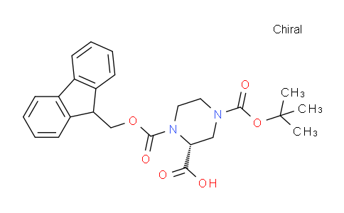 CAS No. 1217723-28-8, (R)-1-(((9H-Fluoren-9-yl)methoxy)carbonyl)-4-(tert-butoxycarbonyl)piperazine-2-carboxylic acid