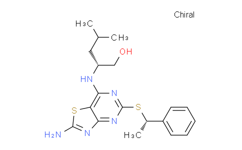 CAS No. 911715-90-7, (R)-2-((2-Amino-5-(((S)-1-phenylethyl)thio)thiazolo[4,5-d]pyrimidin-7-yl)amino)-4-methylpentan-1-ol