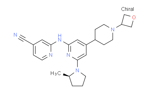 CAS No. 1496581-56-6, (R)-2-((6-(2-Methylpyrrolidin-1-yl)-4-(1-(oxetan-3-yl)piperidin-4-yl)pyridin-2-yl)amino)isonicotinonitrile