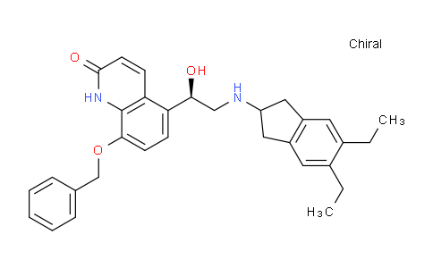 CAS No. 435273-75-9, (R)-8-(Benzyloxy)-5-(2-((5,6-diethyl-2,3-dihydro-1H-inden-2-yl)amino)-1-hydroxyethyl)quinolin-2(1H)-one