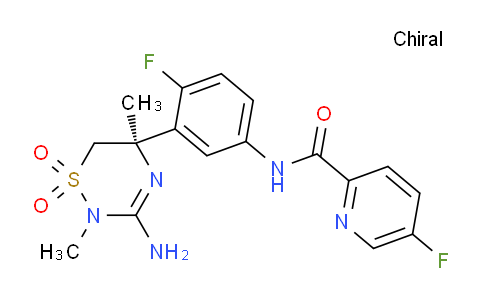 CAS No. 1286770-55-5, (R)-N-(3-(3-Amino-2,5-dimethyl-1,1-dioxido-5,6-dihydro-2H-1,2,4-thiadiazin-5-yl)-4-fluorophenyl)-5-fluoropicolinamide