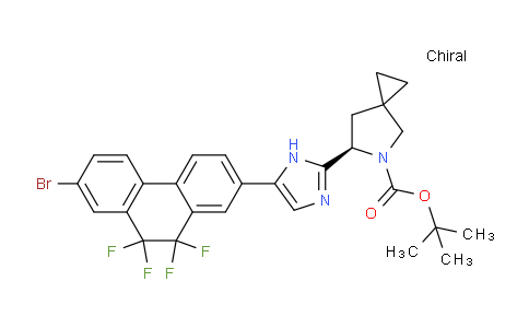 CAS No. 1956437-20-9, (R)-tert-Butyl 6-(5-(7-bromo-9,9,10,10-tetrafluoro-9,10-dihydrophenanthren-2-yl)-1H-imidazol-2-yl)-5-azaspiro[2.4]heptane-5-carboxylate
