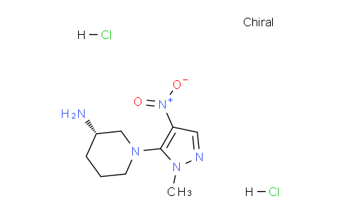 CAS No. 1363408-34-7, (S)-1-(1-Methyl-4-nitro-1H-pyrazol-5-yl)piperidin-3-amine dihydrochloride