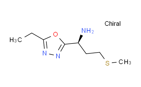 CAS No. 1351397-90-4, (S)-1-(5-Ethyl-1,3,4-oxadiazol-2-yl)-3-(methylthio)propan-1-amine