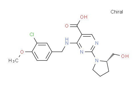 CAS No. 330785-84-7, (S)-4-((3-Chloro-4-methoxybenzyl)amino)-2-(2-(hydroxymethyl)pyrrolidin-1-yl)pyrimidine-5-carboxylic acid