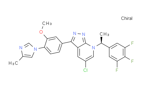 CAS No. 1160358-91-7, (S)-5-Chloro-3-(3-methoxy-4-(4-methyl-1H-imidazol-1-yl)phenyl)-7-(1-(3,4,5-trifluorophenyl)ethyl)-7H-pyrazolo[3,4-b]pyridine