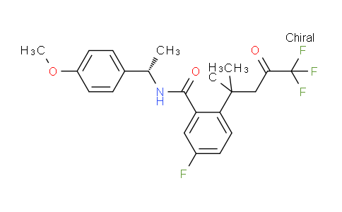 CAS No. 1198785-54-4, (S)-5-Fluoro-N-(1-(4-methoxyphenyl)ethyl)-2-(5,5,5-trifluoro-2-methyl-4-oxopentan-2-yl)benzamide