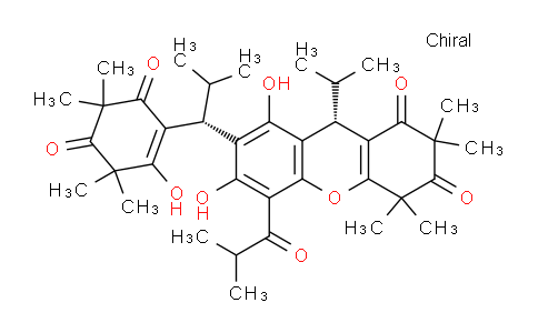 CAS No. 126221-81-6, (S)-6,8-Dihydroxy-7-((R)-1-(2-hydroxy-3,3,5,5-tetramethyl-4,6-dioxocyclohex-1-en-1-yl)-2-methylpropyl)-5-isobutyryl-9-isopropyl-2,2,4,4-tetramethyl-4,9-dihydro-1H-xanthene-1,3(2H)-dione(relative)