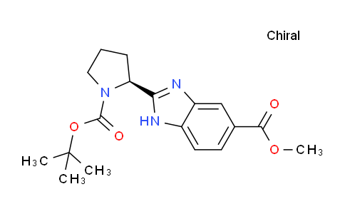 CAS No. 1208009-89-5, (S)-Methyl 2-(1-(tert-butoxycarbonyl)pyrrolidin-2-yl)-1H-benzo[d]imidazole-5-carboxylate