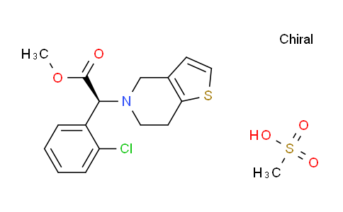 CAS No. 744256-72-2, (S)-Methyl 2-(2-chlorophenyl)-2-(6,7-dihydrothieno[3,2-c]pyridin-5(4H)-yl)acetate methanesulfonate