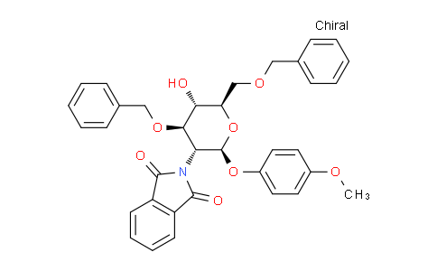 CAS No. 129575-89-9, 2-((2S,3R,4R,5S,6R)-4-(Benzyloxy)-6-((benzyloxy)methyl)-5-hydroxy-2-(4-methoxyphenoxy)tetrahydro-2H-pyran-3-yl)isoindoline-1,3-dione