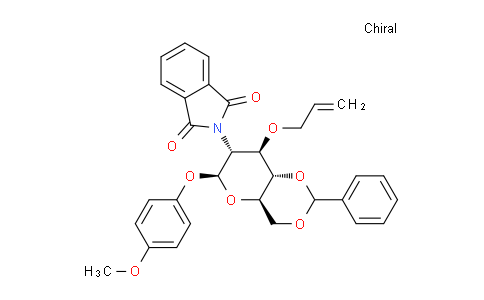 CAS No. 889453-84-3, 2-((4AR,6S,7R,8R,8aS)-8-(allyloxy)-6-(4-methoxyphenoxy)-2-phenylhexahydropyrano[3,2-d][1,3]dioxin-7-yl)isoindoline-1,3-dione
