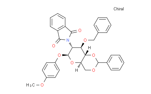CAS No. 129575-88-8, 2-((4aR,6S,7R,8R,8aS)-8-(benzyloxy)-6-(4-methoxyphenoxy)-2-phenylhexahydropyrano[3,2-d][1,3]dioxin-7-yl)isoindoline-1,3-dione