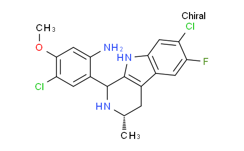 CAS No. 1958821-60-7, 4-Chloro-2-((3S)-7-chloro-6-fluoro-3-methyl-2,3,4,9-tetrahydro-1H-pyrido[3,4-b]indol-1-yl)-5-methoxyaniline