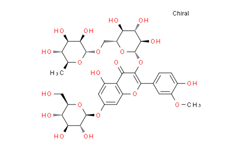 CAS No. 55481-91-9, 4H-1-BEnzopyran-4-one, 3-[[6-O-(6-deoxy-alpha-L-mannopyranosyl)-beta-D-glucopyranosyl]oxy]-7-(beta-D-glucopyranosyloxy)-5-hydroxy-2-(4-hydroxy-3-methoxyphenyl)-