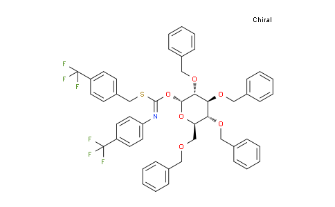 CAS No. 468095-63-8, S-4-(Trifluoromethyl)benzyl O-((2R,3R,4S,5R,6R)-3,4,5-tris(benzyloxy)-6-((benzyloxy)methyl)tetrahydro-2H-pyran-2-yl) (4-(trifluoromethyl)phenyl)carbonimidothioate