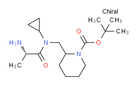 CAS No. 1354025-84-5, tert-Butyl 2-(((S)-2-amino-N-cyclopropylpropanamido)methyl)piperidine-1-carboxylate