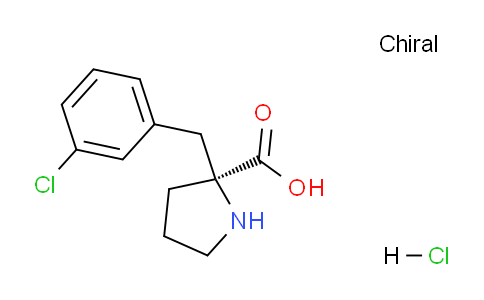 CAS No. 637020-82-7, (S)-2-(3-Chlorobenzyl)pyrrolidine-2-carboxylic acid hydrochloride