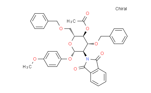 CAS No. 140615-77-6, (2R,3S,4R,5R,6S)-4-(Benzyloxy)-2-((benzyloxy)methyl)-5-(1,3-dioxoisoindolin-2-yl)-6-(4-methoxyphenoxy)tetrahydro-2H-pyran-3-yl acetate