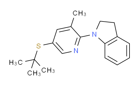 CAS No. 1355178-46-9, 1-(5-(tert-Butylthio)-3-methylpyridin-2-yl)indoline