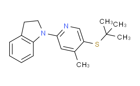 CAS No. 1355181-40-6, 1-(5-(tert-Butylthio)-4-methylpyridin-2-yl)indoline