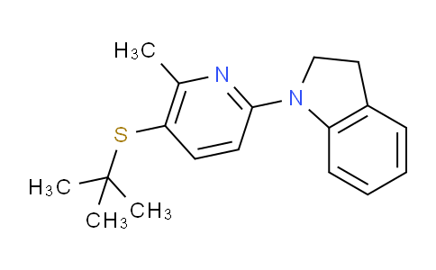 CAS No. 1355175-68-6, 1-(5-(tert-Butylthio)-6-methylpyridin-2-yl)indoline