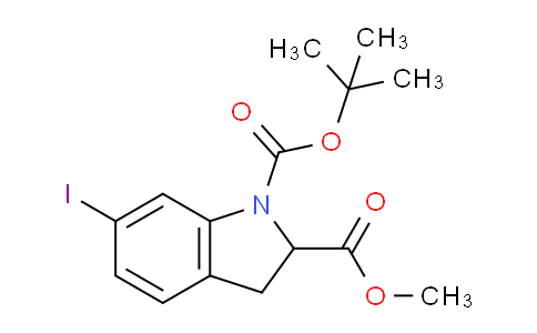 CAS No. 1255098-64-6, 1-tert-Butyl 2-methyl 6-iodoindoline-1,2-dicarboxylate