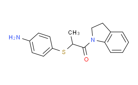 CAS No. 931292-65-8, 2-((4-Aminophenyl)thio)-1-(indolin-1-yl)propan-1-one