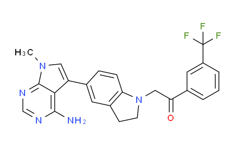 CAS No. 1428326-09-3, 2-(5-(4-Amino-7-methyl-7H-pyrrolo[2,3-d]pyrimidin-5-yl)indolin-1-yl)-1-(3-(trifluoromethyl)phenyl)ethanone