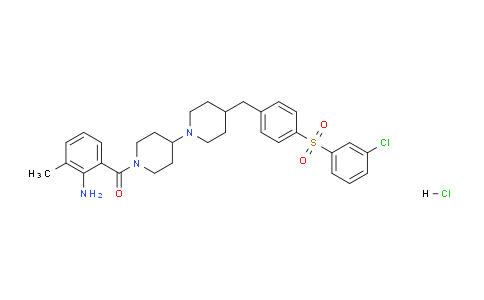CAS No. 331765-01-6, (2-Amino-3-methylphenyl)(4-(4-((3-chlorophenyl)sulfonyl)benzyl)-[1,4'-bipiperidin]-1'-yl)methanone hydrochloride