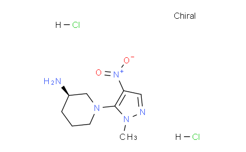 CAS No. 1363408-56-3, (R)-1-(1-Methyl-4-nitro-1H-pyrazol-5-yl)piperidin-3-amine dihydrochloride
