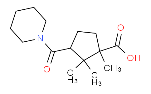 CAS No. 97100-98-6, 1,2,2-Trimethyl-3-(piperidine-1-carbonyl)cyclopentanecarboxylic acid